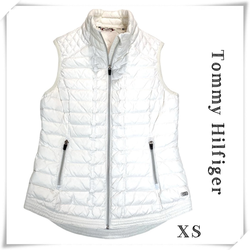 Tommy Hilfiger Sport Duck Down Zip Up Puffer Vest in White Size XS